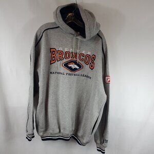 Vintage Lee Sport NFC Denver Broncos Grey Hoodie Lng Slv Sweatshirt Sz XL
